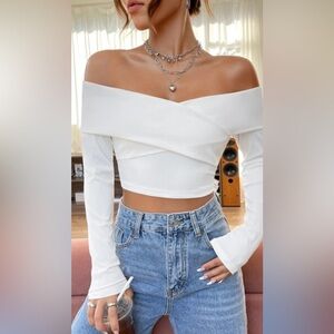 Off-Shoulder White Women's Top